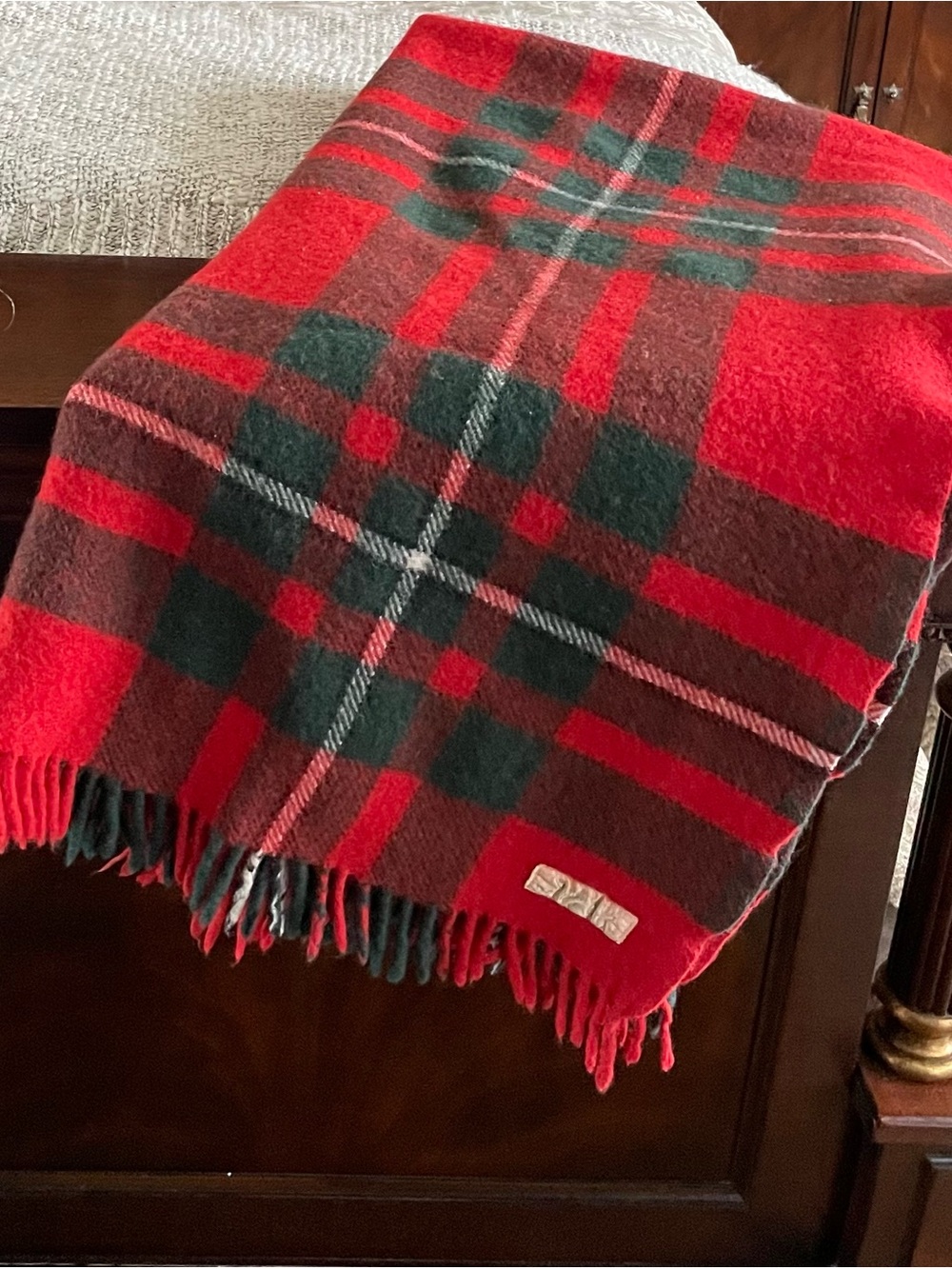Vintage Onehunga Woollen Mills NZ Wool Plaid Lap Blanket Throw 44x55